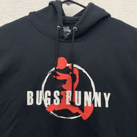Bugs Bunny Space Jam 2 Hoodie Mens Large L Black Jumpman New Legacy Sweatshirt - Picture 2 of 8